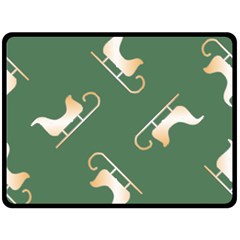 Gold Santa s Sleigh Green Print Fleece Blanket (large)  by TetiBright