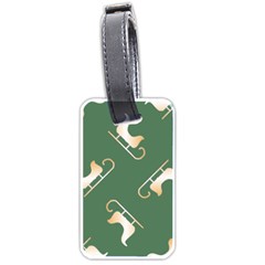 Gold Santa s Sleigh Green Print Luggage Tag (one Side) by TetiBright