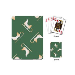 Gold Santa s Sleigh Green Print Playing Cards Single Design (mini) by TetiBright