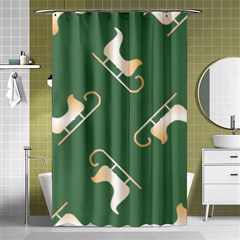 Gold Santa s Sleigh Green Print Shower Curtain 48  X 72  (small)  by TetiBright