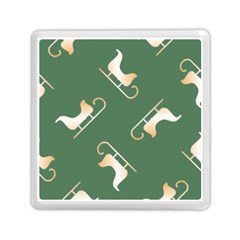 Gold Santa s Sleigh Green Print Memory Card Reader (square)