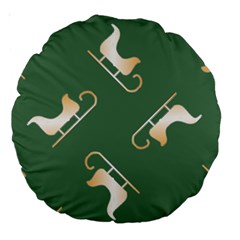 Gold Santa s Sleigh Green Print Large 18  Premium Round Cushions