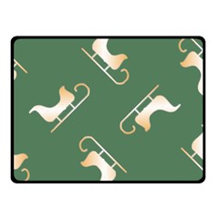 Gold Santa s Sleigh Green Print Double Sided Fleece Blanket (small)  by TetiBright