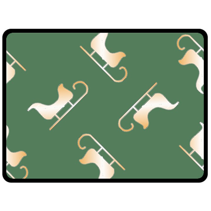 Gold Santa s sleigh green print Double Sided Fleece Blanket (Large) 