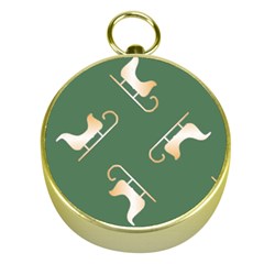 Gold Santa s Sleigh Green Print Gold Compasses