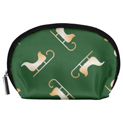 Gold Santa s Sleigh Green Print Accessory Pouch (large) by TetiBright