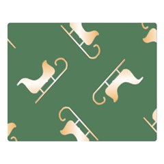 Gold Santa s Sleigh Green Print Double Sided Flano Blanket (large)  by TetiBright