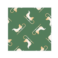 Gold Santa s Sleigh Green Print Square Satin Scarf (30  X 30 ) by TetiBright