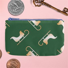 Gold Santa s Sleigh Green Print Large Coin Purse by TetiBright