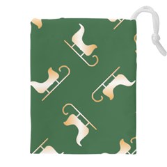 Gold Santa s Sleigh Green Print Drawstring Pouch (4xl) by TetiBright