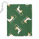 Gold Santa s sleigh green print Drawstring Pouch (4XL) Back