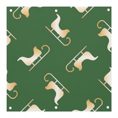 Gold Santa s Sleigh Green Print Banner And Sign 3  X 3  by TetiBright