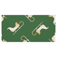 Gold Santa s Sleigh Green Print Banner And Sign 6  X 3  by TetiBright