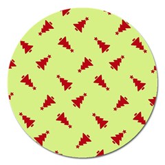 Red Christmas Tree Green Magnet 5  (round) by TetiBright