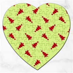 Red Christmas Tree Green Jigsaw Puzzle (heart) by TetiBright