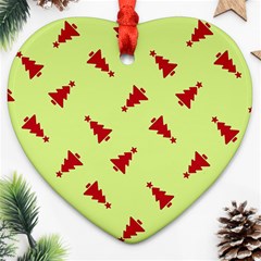 Red Christmas Tree Green Heart Ornament (two Sides) by TetiBright