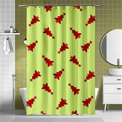 Red Christmas Tree Green Shower Curtain 48  X 72  (small)  by TetiBright