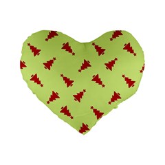 Red Christmas Tree Green Standard 16  Premium Flano Heart Shape Cushions by TetiBright