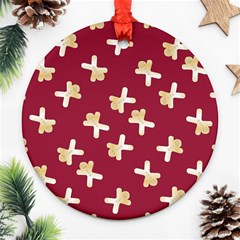 Gold Gingerbread Man Burgundy Ornament (round) by TetiBright