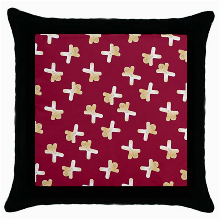 Gold Gingerbread Man Burgundy Throw Pillow Case (Black)