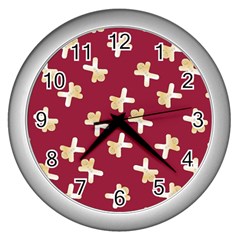 Gold Gingerbread Man Burgundy Wall Clock (silver) by TetiBright