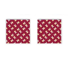 Gold Gingerbread Man Burgundy Cufflinks (square) by TetiBright