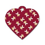 Gold Gingerbread Man Burgundy Dog Tag Heart (Two Sides) Front