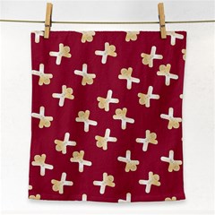 Gold Gingerbread Man Burgundy Face Towel by TetiBright