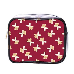 Gold Gingerbread Man Burgundy Mini Toiletries Bag (one Side) by TetiBright