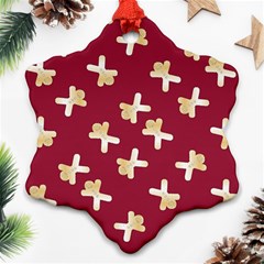 Gold Gingerbread Man Burgundy Snowflake Ornament (two Sides) by TetiBright