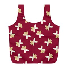 Gold Gingerbread Man Burgundy Full Print Recycle Bag (l) by TetiBright