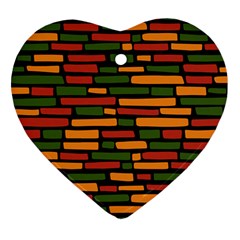 Ethiopian Bricks - Green, Yellow And Red Vibes Heart Ornament (two Sides) by ConteMonfreyShop