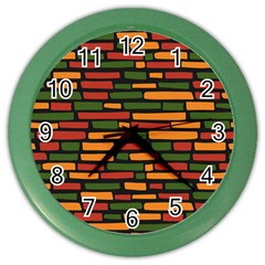 Ethiopian Bricks - Green, Yellow And Red Vibes Color Wall Clock by ConteMonfreyShop