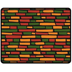 Ethiopian Bricks - Green, Yellow And Red Vibes Double Sided Fleece Blanket (medium) by ConteMonfreyShop