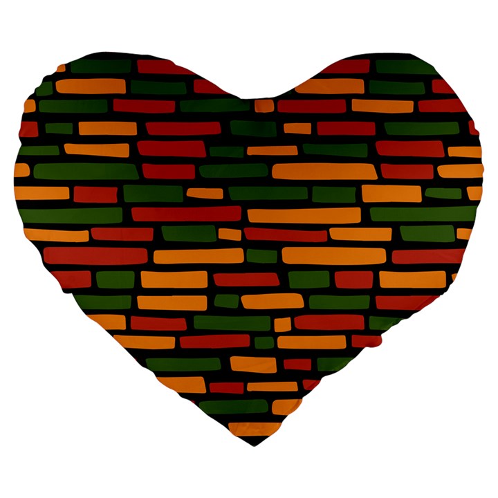 Ethiopian bricks - Green, yellow and red vibes Large 19  Premium Flano Heart Shape Cushion