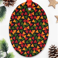 Ethiopian triangles - Green, yellow and red vibes Ornament (Oval)