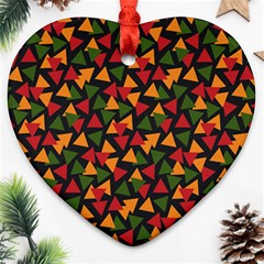 Ethiopian triangles - Green, yellow and red vibes Ornament (Heart)