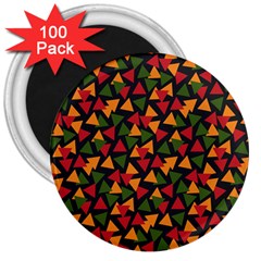 Ethiopian triangles - Green, yellow and red vibes 3  Magnet (100 pack)