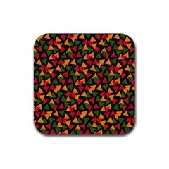 Ethiopian Triangles - Green, Yellow And Red Vibes Rubber Coaster (square) by ConteMonfreyShop