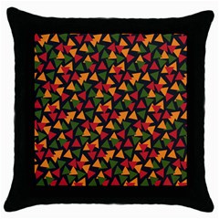 Ethiopian triangles - Green, yellow and red vibes Throw Pillow Case (Black)