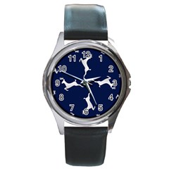 Silver Reindeer Blue Round Metal Watch by TetiBright