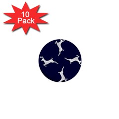 Silver Reindeer Blue 1  Mini Buttons (10 Pack)  by TetiBright