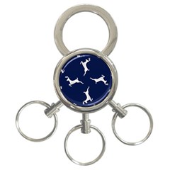 Silver Reindeer Blue 3-ring Key Chain by TetiBright