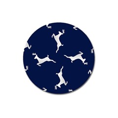 Silver Reindeer Blue Magnet 3  (round) by TetiBright