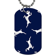 Silver Reindeer Blue Dog Tag (one Side) by TetiBright