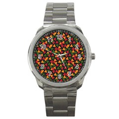 Ethiopian Triangles - Green, Yellow And Red Vibes Sport Metal Watch by ConteMonfreyShop