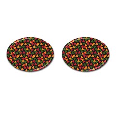 Ethiopian triangles - Green, yellow and red vibes Cufflinks (Oval)