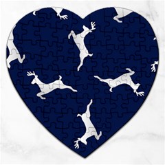 Silver Reindeer Blue Jigsaw Puzzle (heart) by TetiBright