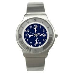 Silver Reindeer Blue Stainless Steel Watch by TetiBright