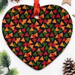 Ethiopian triangles - Green, yellow and red vibes Heart Ornament (Two Sides) Front